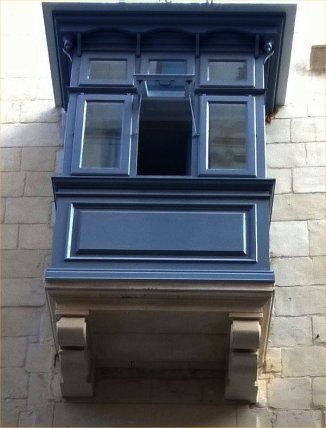 Grey Gothic, newly restored balcony whose original roof design resembles Medieval coffered ceilings