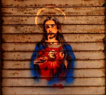 Euro Jesus by Twitch (James Micallef Grimaud) in Valletta, opposite the Prime Minister's office (photo by Seb Tanti Burlo)